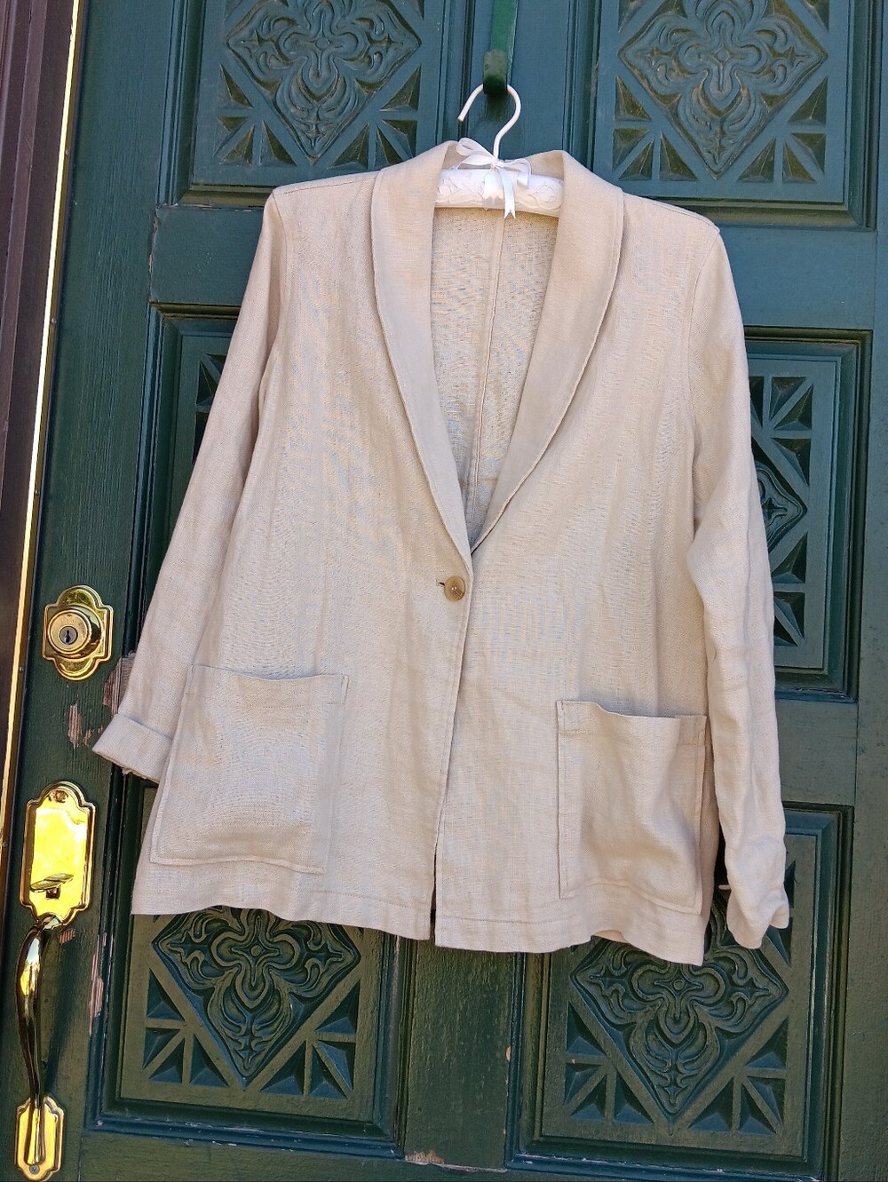 Coldwater Creek Lightweight Tan Shawl Collar Blazer